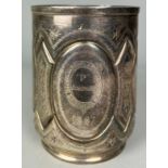 MILITARY INTEREST: A VICTORIAN SILVER PLATED HUKIN AND HEATH CUP ENGRAVED FOR 'LONDON RIFLE BRIGADE,