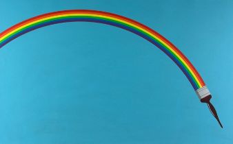PATRICK HUGHES (B.1939) 'RAINBOW PAINT' Silkscreen print in colours, limited edition 36/50, signed