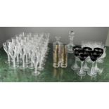 A GROUP OF CRYSTAL AND GLASSWARE, To include several Culver Mardi Gras Harlequin jewelled glasses.