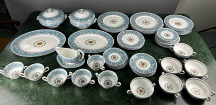 AN EXTENSIVE WEDGWOOD 'FLORENTINE' 'W2714' BONE CHINA DINNER SERVICE FOR TWELVE, Comprising of