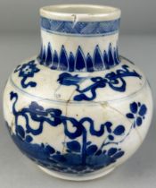 A SMALL CHINESE BLUE AND WHITE VASE KANGXI PERIOD (1662-1722) OF GLOBULAR FORM, Painted with baskets