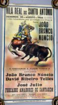 AN ORIGINAL 1966 BULLFIGHTING POSTER 'VILA REAL DE SANTO ANTONIO', Overall good condition.