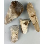 A PALAEOLITHIC HAND AXE AND NEOLITHIC AXEHEADS FROM DORSET, A Hand axe of Palaeolithic form