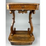 AN 18TH CENTURY ITALIAN WALNUT PRIE DIEU KNEELER OR PRAYER DESK, Boxwood and mahogany lined drawer