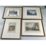 A GROUP OF FOUR ENGRAVINGS, Some American, others European. Two hand coloured. All mounted in frames