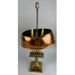 A 19TH CENTURY FRENCH COPPER AND BRASS BOUILLOTTE LAMP, 62cm H