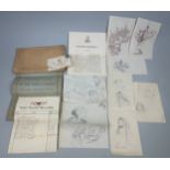 CHARLES KINGSLEY (1819-1875) A FOLIO OF CARIACTURE DRAWINGS, along with an envelope addressed to