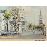 A WATERCOLOUR ON PAPER PAINTING OF CLARENDON STREET IN PIMLICO LONDON, Signed Kay Calcutt. Framed