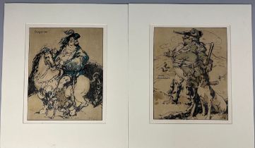 TWO SATIRICAL CARTOON PRINTS SIGNED 'WN 1900' One labelled 'Gargantua', the other 'Baron Munchausen'