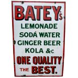 AN ENAMEL SIGN FOR BATEY'S LEMONADE, ‘Batey’s Lemonade, soda water, ginger beer, kola &c, one