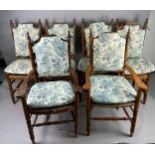 A SET OF SIX SPANISH CHAIRS WITH RUSH SEATS (6) 105cm H each