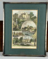 PUTNEY INTEREST: AN UNUSUAL HAND COLOURED PRINT 'IN AND ABOUT PUTNEY' DEPICTING THE FIREPROOF
