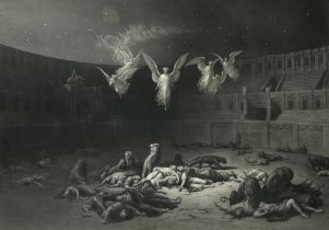 AFTER GUSTAV DORE (1832-1883) A LARGE FRAMED PRINT, Mounted in a frame and glazed 80cm x 55cm