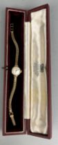 A LADIES 9CT GOLD ROTARY WATCH, In antique Asprey and Co velvet case. Weight: 13.9gms