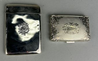 A SILVER CIGARETTE CASE AND A SILVER CARD CASE, One engraved ‘Yela’, the other ‘GB’. The latter by