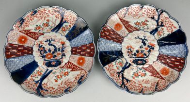 TWO 19TH CENTURY JAPANESE IMARI PLATES, with scalloped edges, 27cm diameter (each) (2)