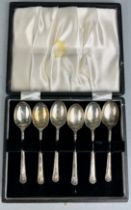 A SET OF SIX SILVER SPOONS CASED Weight: 50gms
