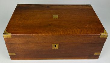 A VICTORIAN MAHOGANY BRASS BOUND WRITING SLOPE, 40cm w x 24cm d 16cm h