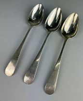 A SET OF THREE GEORGE III SILVER TABLESPOONS BY JOHN ZEIGLER Weight: 180gms