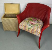 A LLOYD LOOM CHAIR AND BASKET (2) Both labelled