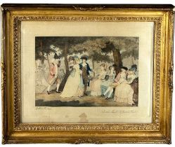 A MEZZOTINT 'IN THE MALL, ST JAMES PARK', mounted in a giltwood frame and