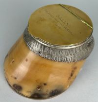 A SILVER-PLATED HORSE'S HOOF INKEWELL 'SALLY 1945'