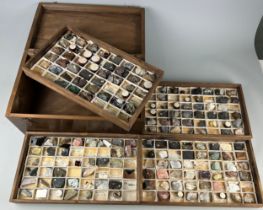 A GREGORY BOTTLEY CASED COLLECTION OF MINERAL SPECIMENS, Four wooden trays contained in a wooden