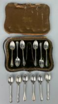 A SET OF SIX CASED SILVER TEA SPOONS AND A PAIR OF TONGS, along with six loose silver teaspoons