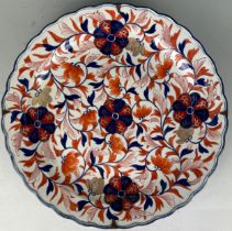 A VERY LARGE LATE 18TH/EARLY 19TH CENTURY JAPANESE 'IMARI' CHARGER, Blue, orange and gold swirling