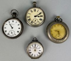 A COLLECTION OF FOUR SILVER AND METAL POCKET WATCHES, To include one by Gala and another by J.W