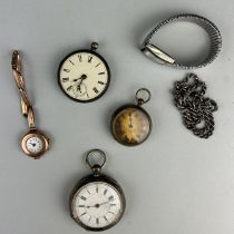 A COLLECTION OF WRISTWATCHES AND POCKETWATCHES SOME GOLD AND SILVER,