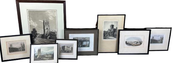 A COLLECTION OF PRINTS AND PICTURES TO INCLUDE ONE OF MAGDELENE COLLEGE IN CAMBRIDGE (Qty) Mounted