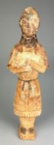 A CHINESE FIGURE OF A MALE SOLDIER IN THE TANG DYNASTY (618-907) STYLE, 38cm h