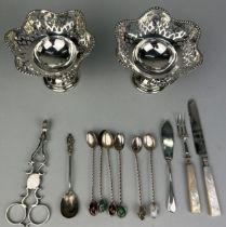 A COLLECTION OF SMALL SILVER CUTLERY AND TWO CHALICES (Qty) Total weight: 200gms