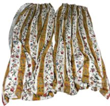 A COLLECTION OF CURTAINS TO INCLUDE TWO PAIRS IN DUTCH IMPORTED FLORAL EMBROIDERED FABRIC, With