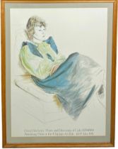 A PRINT AFTER DAVID HOCKNEY OF CELIA BIRTWELL, Mounted in a frame and glazed. 88cm x 64cm