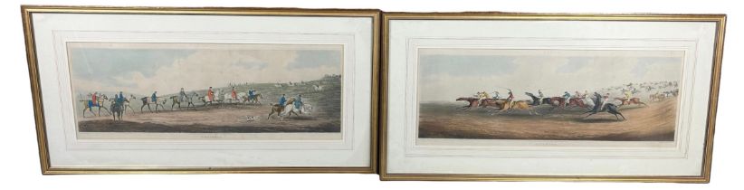 A PAIR OF HAND COLOURED 19TH CENTURY HORSE RACING ENGRAVINGS BY THOMAS SUTHERLAND, One entitled '
