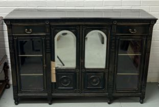 A VICTORIAN AESTHETIC PERIOD SIDEBOARD IN THE MANNER OF E.W GODWIN, Previously having a top part, no