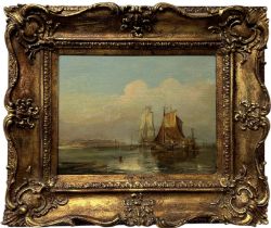 ATTRIBUTED TO JOHN WILSON EWBANK RA (1799-1847) An oil on canvas marine painting depicting ships and