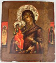 A GREEK ORTHODOX ICON DEPICTING THE MADONNA AND CHILD