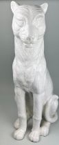 A LARGE FREE STANDING CERAMIC PANTHER STATUE, 94cm h