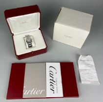 A GENTLEMAN'S CARTIER STAINLESS STEEL TANK FRANCAISE, Purchased in the 1990's, with original box.