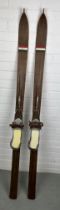 A PAIR OF ITALIAN WOODEN SKIS, 162cm h (each) (2)