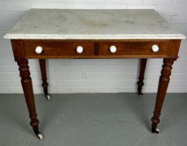 A 19TH CENTURY MARBLE TOP WASHSTAND TABLE, Length 92cm Width 50cm Height 78cm