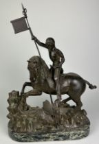 IN THE MANNER OF ALFRED GILBERT (1854-1934) A LARGE BRONZE SCULPTURE OF ST GEORGE AND THE DRAGON,