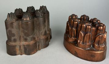 TWO ANTIQUE COPPER JELLY MOULDS IN THE MANNER OF BENHAM AND FROUD (2) 17cm x 13cm