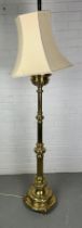 A LARGE GILT BRASS STANDARD LAMP, 165cm h