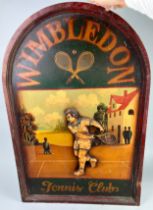 WIMBLEDON INTEREST: A WIMBLEDON TENNIS PANEL 90cm x 60cm