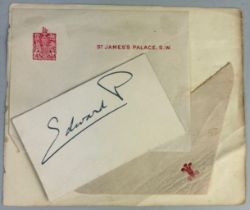 EDWARD VIII SIGNATURE ATTACHED TO A ST JAMES'S PALACE S.W. PAPER WITH FLEUR DU LIS TO BOTTOM RIGHT