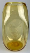 A JAMES POWELL & SONS AMBER GLASS VASE, 20th century, 31cm h